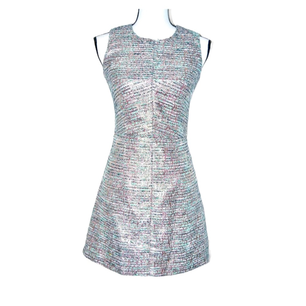 French Connection Classic Blue Dress size 2 sleeveless Lined. teal,white,black..